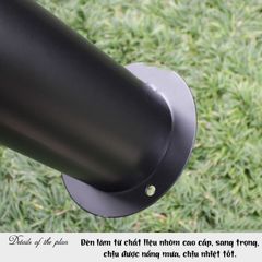 Đèn Chiếu Sáng Sân Vườn Hình Trụ Tròn Hợp Kim Nhôm Sơn Tĩnh Điện Màu Đen Có Đế Liền