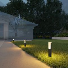 Đèn Led Sân Vườn Hình Trụ Dài 2W, Nhôm Tĩnh Điện, Màu Đen Có Chân Đế Đi Kèm