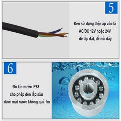 Đèn Led Dưới Nước Trang Trí Cho Đài Phun Nước, Hồ Bơi, Bể Cá IP68