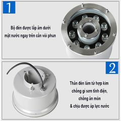 Đèn Led Dưới Nước Trang Trí Cho Đài Phun Nước, Hồ Bơi, Bể Cá IP68