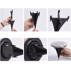 Đèn Cắm Cỏ Năng Lượng Mặt Trời Liền Thể Mặt Vuông 4 Bóng Led Bằng Nhựa + Inox