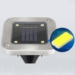Đèn Cắm Cỏ Năng Lượng Mặt Trời Liền Thể Mặt Vuông 4 Bóng Led Bằng Nhựa + Inox