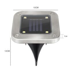 Đèn Cắm Cỏ Năng Lượng Mặt Trời Liền Thể Mặt Vuông 4 Bóng Led Bằng Nhựa + Inox