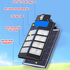 Đèn Ngoài Trời Năng Lượng Mặt Trời Sân Vườn Liền Thể 2 Cánh Có Cảm Biến Chuyển Động 800W, 1000W, 1200W