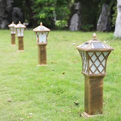 Đèn Trang Trí Sân Vườn Năng Lượng Mặt Trời Liền Thể, Mái Chóp Hình Lưới Màu Vàng Nhôm Mạ Đồng