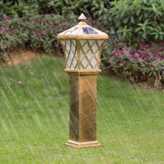 Đèn Trang Trí Sân Vườn Năng Lượng Mặt Trời Liền Thể, Mái Chóp Hình Lưới Màu Vàng Nhôm Mạ Đồng