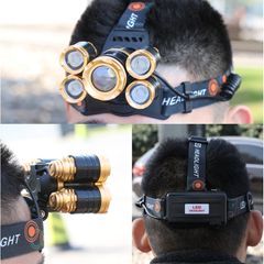 Đèn Pin Đội Đầu Chiếu Sáng Ngoài Trời 5 Bóng Led Siêu Sáng