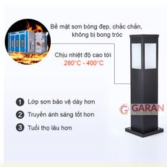 Đèn Trang Trí Sân Vườn Hình Chữ Nhật Thân Bằng Nhôm Có Chân Đế Đi Liền Cao 60cm