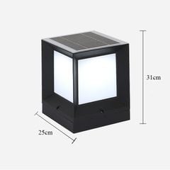 Đèn Trụ Cổng Biệt Thự Năng Lượng Mặt Trời Hình Vuông Màu Đen