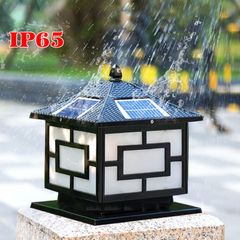 Đèn Trụ Cổng Năng Lượng Mặt Trời Giá Rẻ Hình Ngôi Nhà Mái Chóp Màu Đen Cho Biệt Thự, Villa