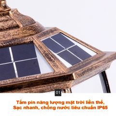 Đèn Trụ Cổng Năng Lượng Mặt Trời Biệt Thự, Villa Không Thấm Nước Phong Cách Châu Âu