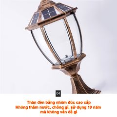 Đèn Trụ Cổng Năng Lượng Mặt Trời Biệt Thự, Villa Không Thấm Nước Phong Cách Châu Âu