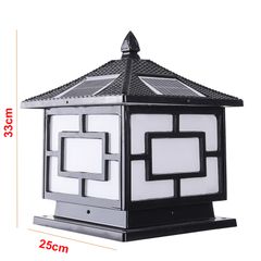 Đèn Trụ Cổng Năng Lượng Mặt Trời Giá Rẻ Hình Ngôi Nhà Mái Chóp Màu Đen Cho Biệt Thự, Villa