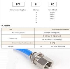 Khớp Nối Nhanh Khí Nén Loại Thẳng Bằng Inox Không Gỉ 304-316 PCF
