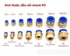 Khớp Nối Thẳng PC Bằng Đồng Có 1 Đầu Ren 1 Đầu Ống, Khí Nén, Phun Sương...