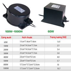 Biến Áp Chuyển Đổi Nguồn Dùng Cho Đèn Âm Nước IP68 12V 24V Công Suất 60W-1000W