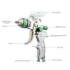 Súng phun sơn khí nén G2008 đường kính 1.4/1.7/2.0/2.5mm