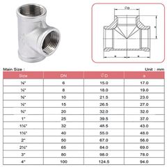 Tê Ren Chất Liệu Thép Không Gỉ Inox 304