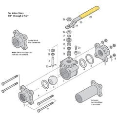 Van Bi 3 Mảnh Có Tay Gạt Bằng Thép Không Gỉ 304/316 Ren Trong DN15-DN100