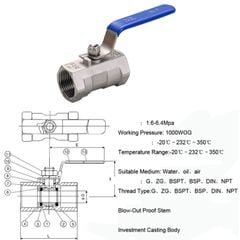 Van Bi Inox 1 Mảnh Ren Trong Đài Loan