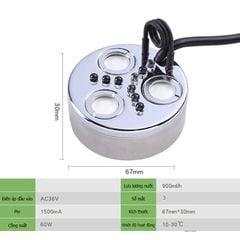 Vỉ Phun Sương 3 Mắt Bằng Sóng Siêu Âm 65W Kèm Theo Bộ Nguồn 220V AC 36V
