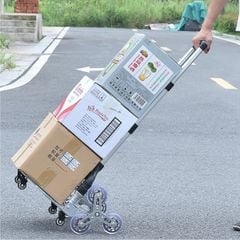 Xe Đẩy Hàng Leo Cầu Thang 6 Bánh Đa Năng Dễ Gấp Gọn Bằng Hợp Kim Nhôm Cao Cấp 90XT