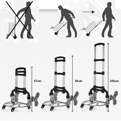 Xe Đẩy Hàng Leo Cầu Thang 6 Bánh Đa Năng Dễ Gấp Gọn Bằng Hợp Kim Nhôm Cao Cấp 90XT