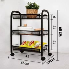 Kệ Để Đồ Đa Năng 3 Tầng Di Động Bằng Thép Phủ Sơn Tĩnh Điện Có Độ Bền Cao, Chống Trầy Xước