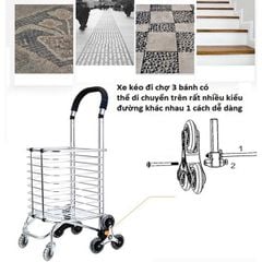 Xe Đi Chợ 3 Bánh Đa Năng Leo Cầu Thang Dễ Dàng Chất Liệu Hợp Kim Nhôm Bền, Đẹp, Nhẹ