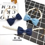  Vòng cổ ngọc trai nơ denim 