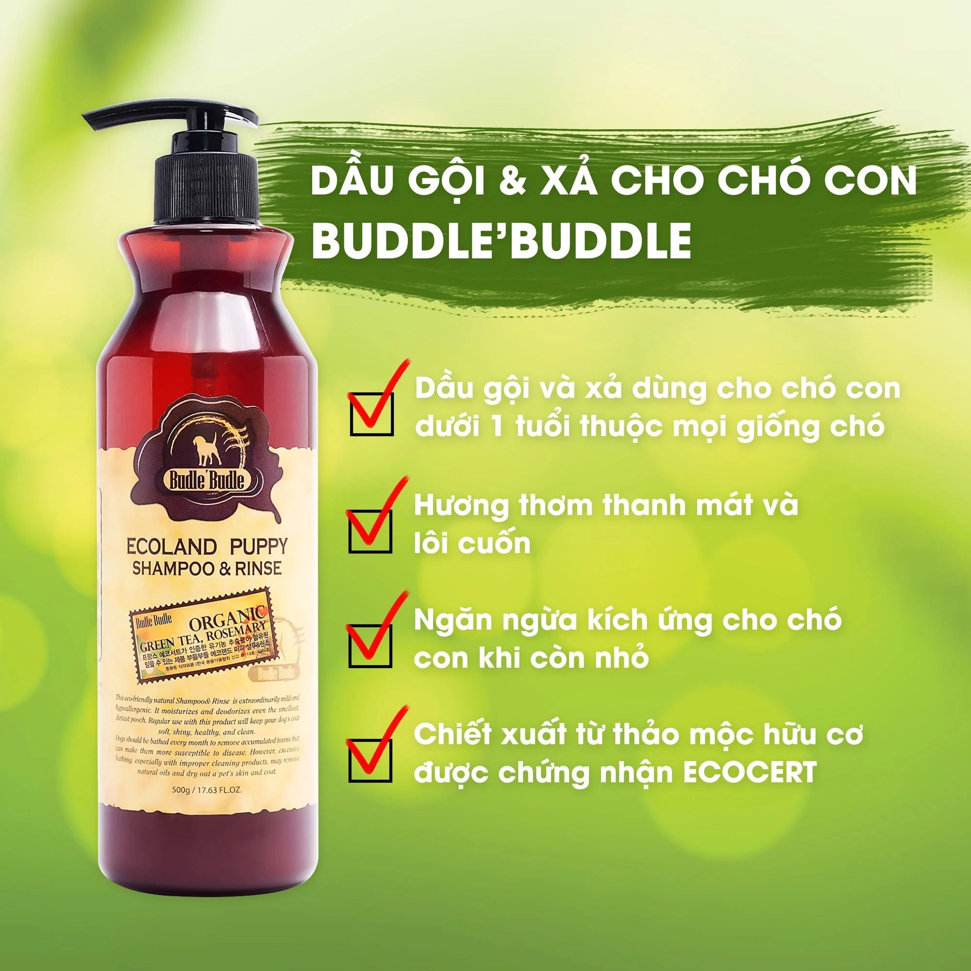  Dầu gội và xả chó con Budle'Budle - 500ml 