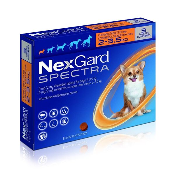  Viên nhai trị nội ngoại ký sinh trùng chó từ 2 - 3.5kg Nexgard Spectra 