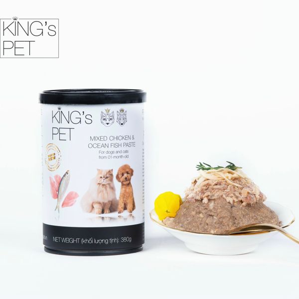  Pate lon King's Pet hỗn hợp Gà Cá dành cho chó mèo 380g 