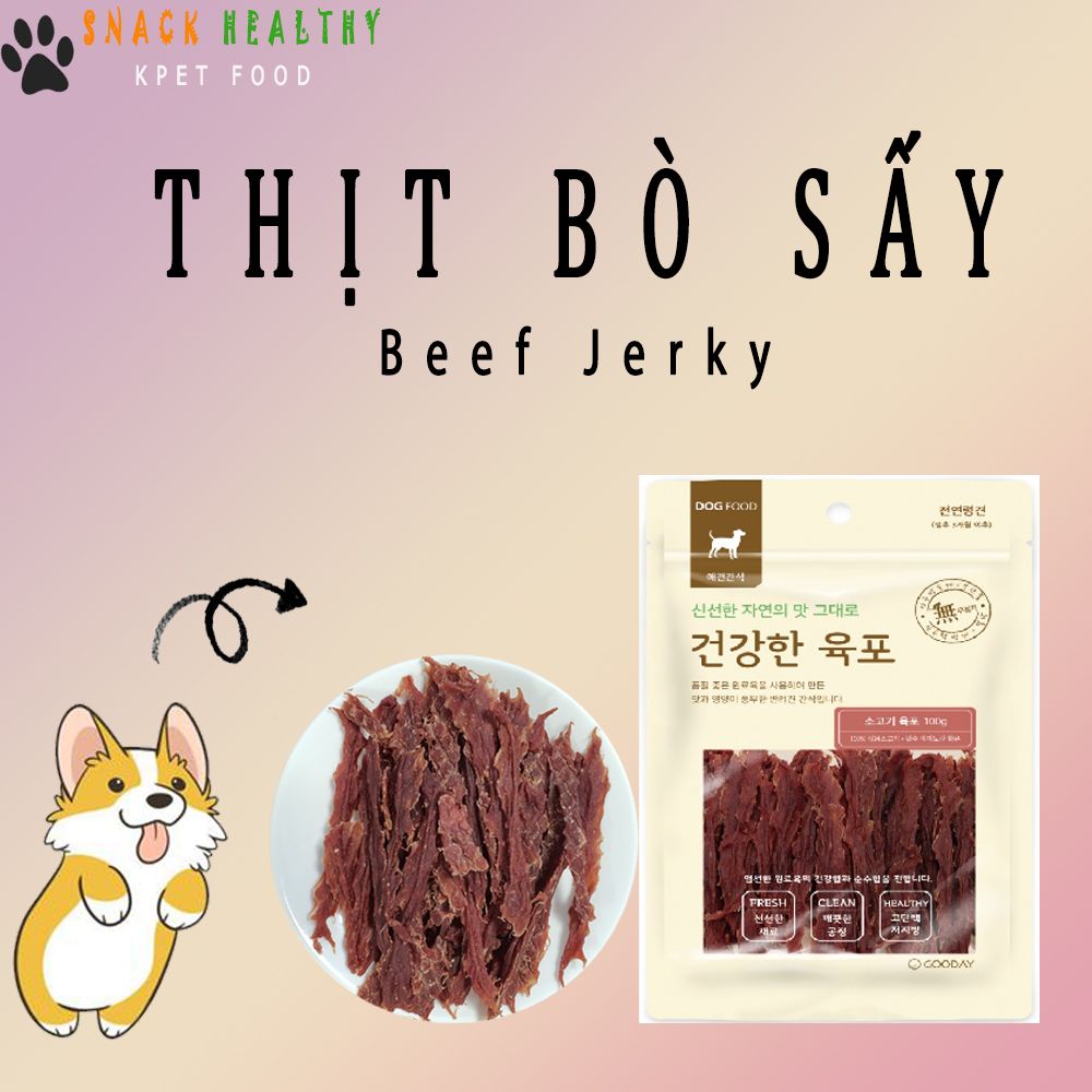  Snack cho chó vị Bò Jerky Beef Dog Food Kpet 