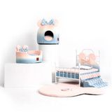  Giường sắt kèm nệm tai chuột nơ hồng xanh dành cho thú cưng 