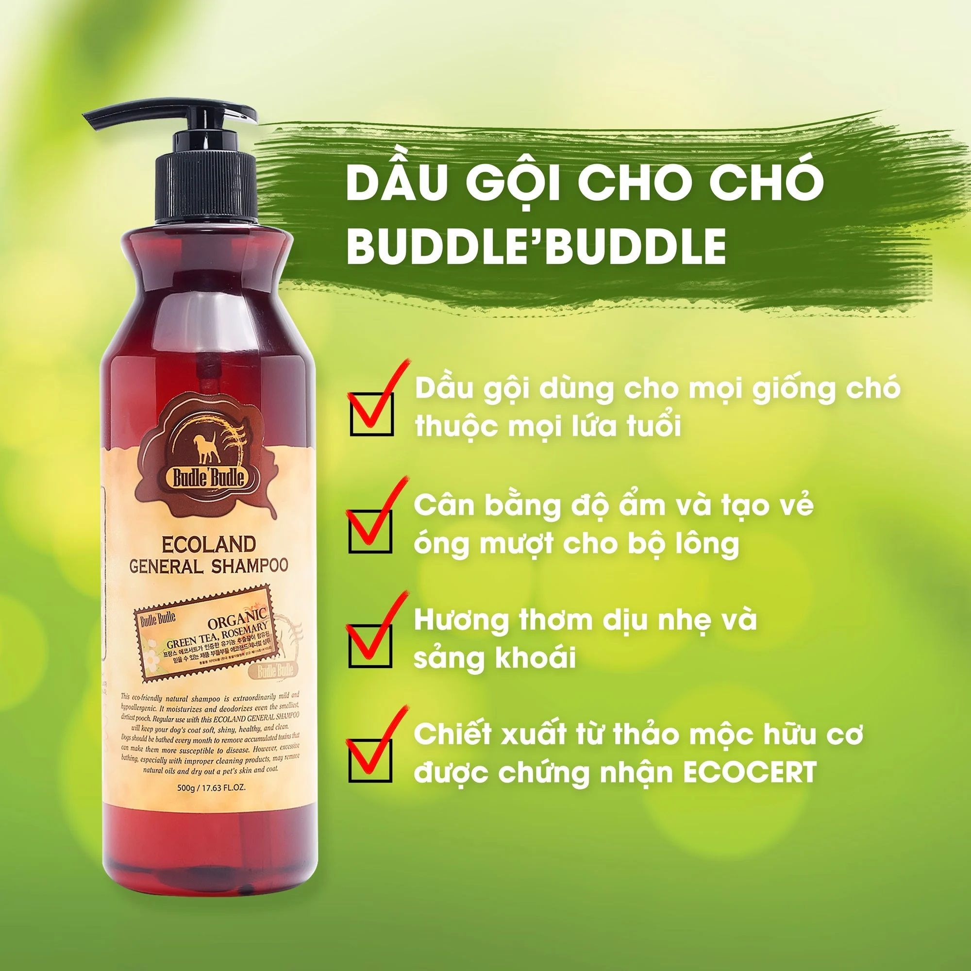  Dầu gội cho chó Budle'Budle - 500ml 