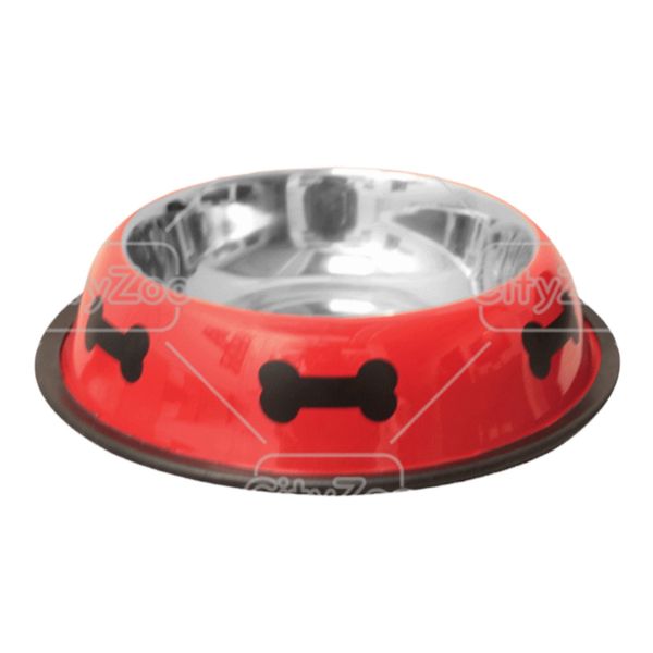  Chén Inox đỏ hình xương - PUGMARKS FEEDY 