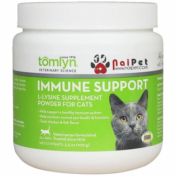 BỘT HỖ TRỢ HỆ HÔ HẤP & MẮT VỊ GÀ CÁ CHO MÈO IMMUNE SUPPORT TOMLYN 
