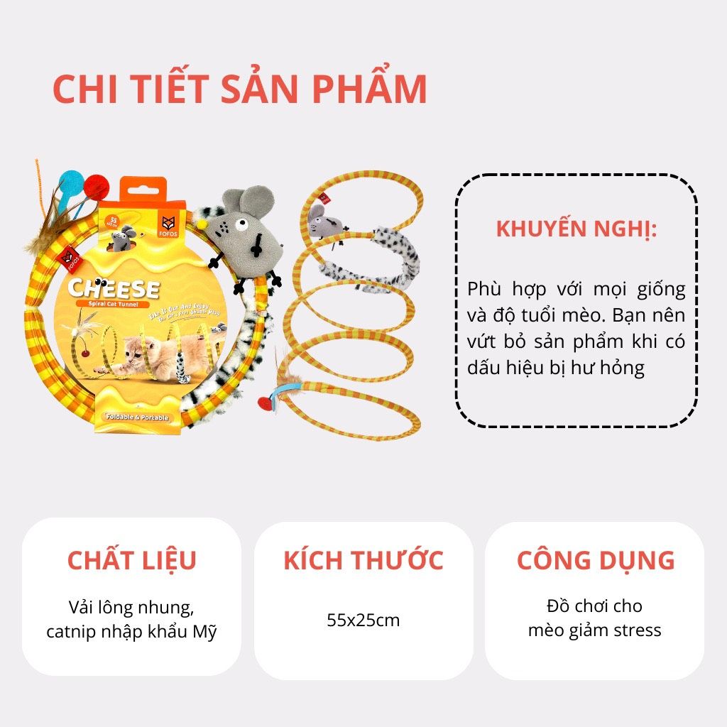  Đường hầm xoắn ốc cho mèo FOFOS 