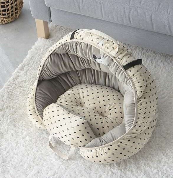  Nệm ngủ tròn đặt ghế ôtô cho thú cưng 