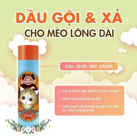  Dầu gội và xả mèo lông dài Lee&Webster 