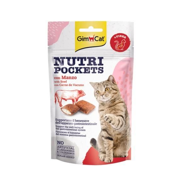  Bánh quy giòn có nhân vị bò, mạch nha hỗ trợ tiêu hóa, ngừa búi lông cho mèo GimCat 60g 