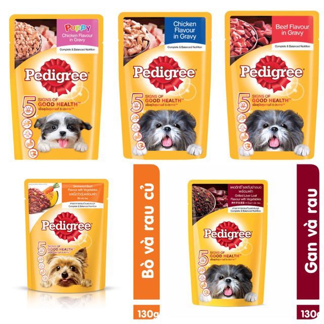  Sốt Pedigree cho chó gói 130gr (nhiều vị) 