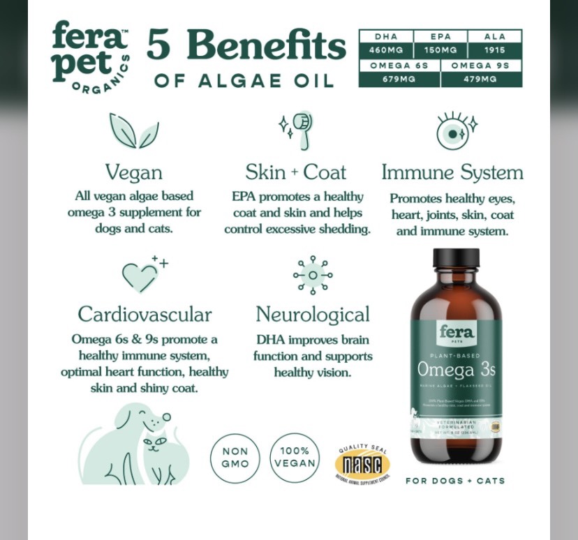  Dầu cá thuần chay Fera Pets Vegan Omega - 3,6,9s Algae Oil 