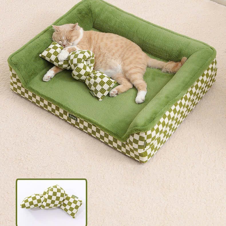  Nệm caro xanh kèm gối ôm 