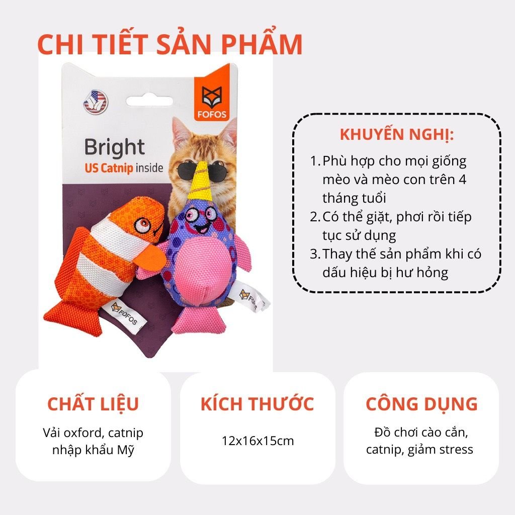  Đồ chơi cho mèo hình cá nhà táng & cá Nemo FOFOS 