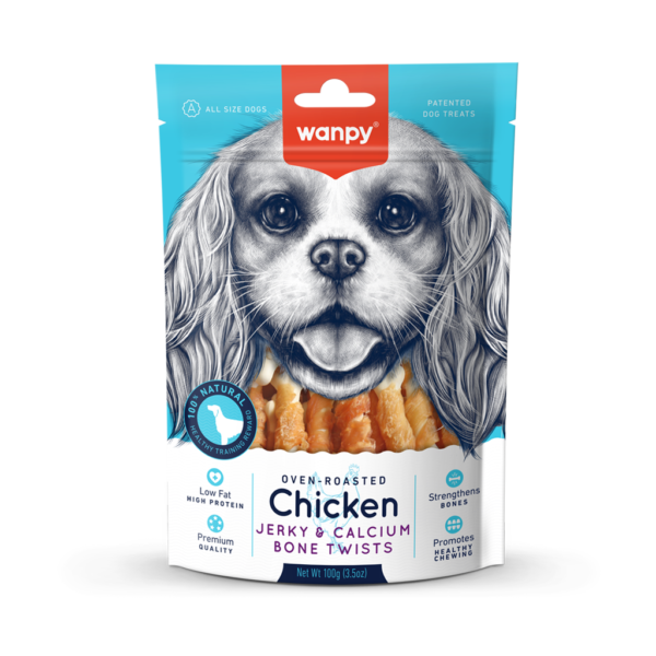 Thịt sấy cuộn xương cho chó Wanpy Jerky & Calcium Bone Twists 