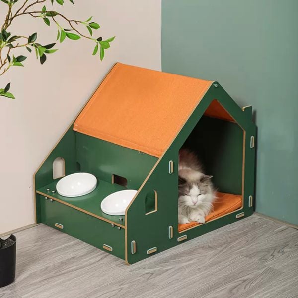  Nhà ngủ kèm khay ăn cho thú cưng 