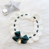  Yếm len trắng đeo cổ cho thú cưng - Nơ chuông 