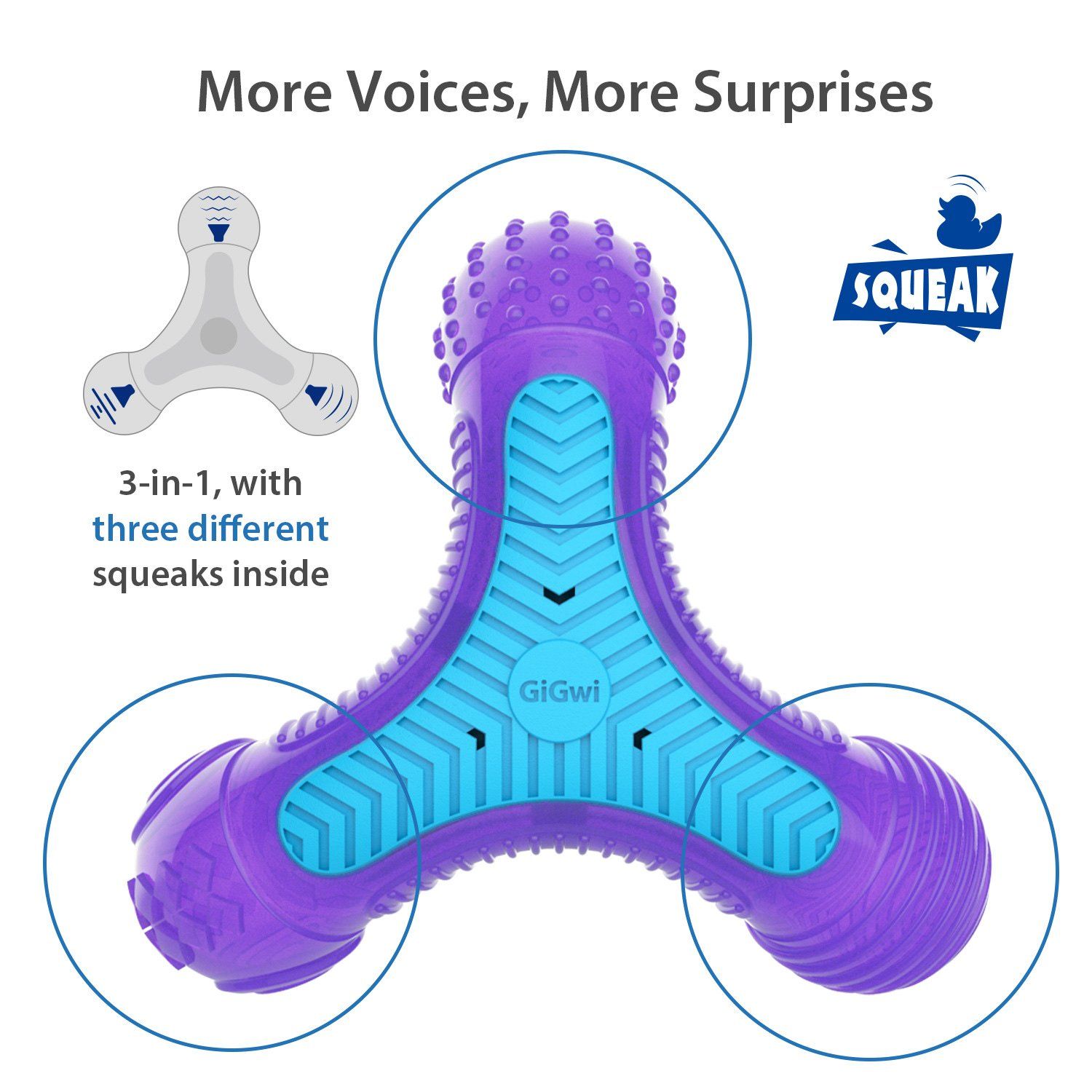  Đồ chơi Gigwi gặm xương tam giác tím xanh dành cho chó 